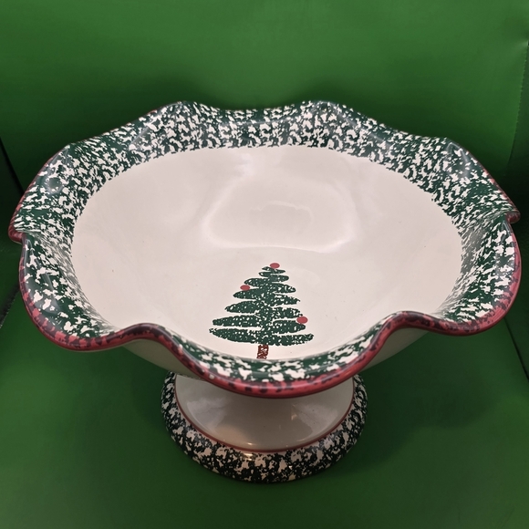Furio Other - Furio Christmas Tree Compote Bowl Pedestal Ruffle Centerpiece 1997 Italy